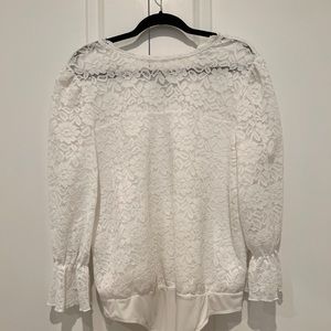 Lace, white bodysuit.